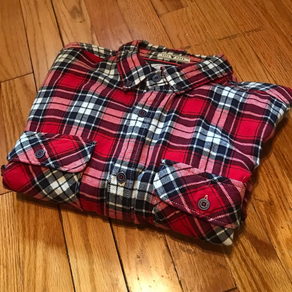 Men’s Denim & Flower X-Large Flannel Button Down